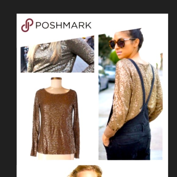 J. Crew copper sequin long sleeve top Sz XS - Picture 3 of 11